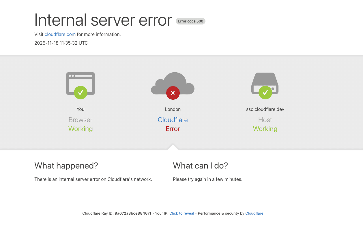 Cloudflare Outage Disrupts Over 30 Million Websites Globally, Including X, ChatGPT, and Canva