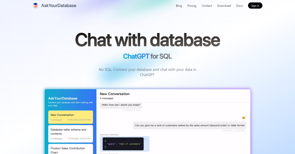 AskYourDatabase screenshot 1