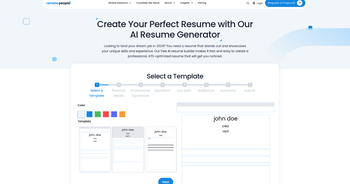 Free AI Resume Generator screenshot 1