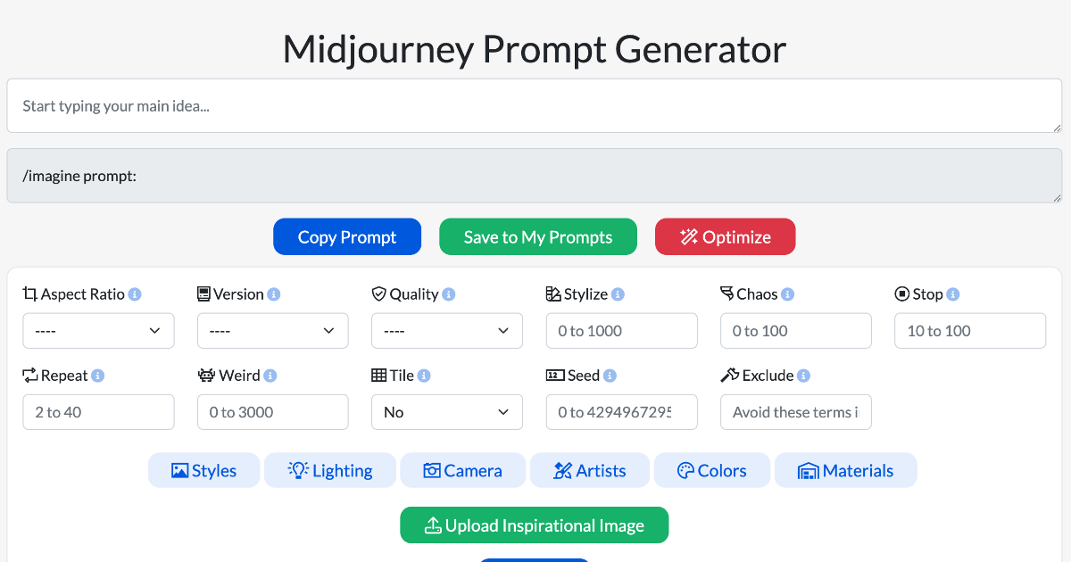 Midjourney Prompt Helper screenshot 1