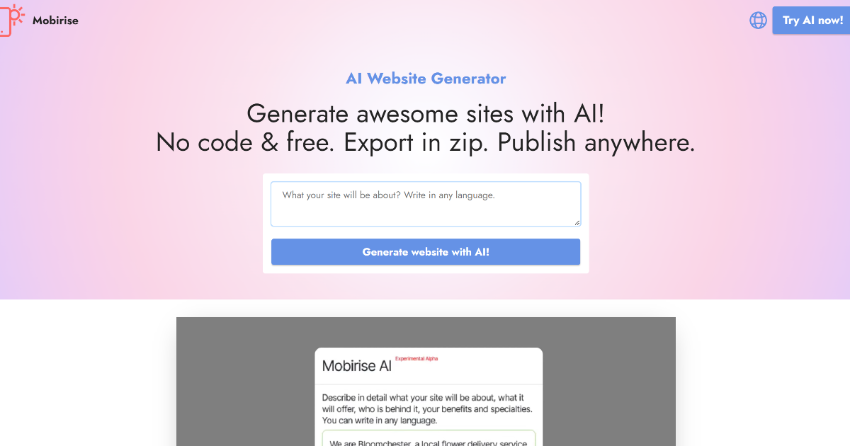 Mobirise AI Website Builder screenshot 1
