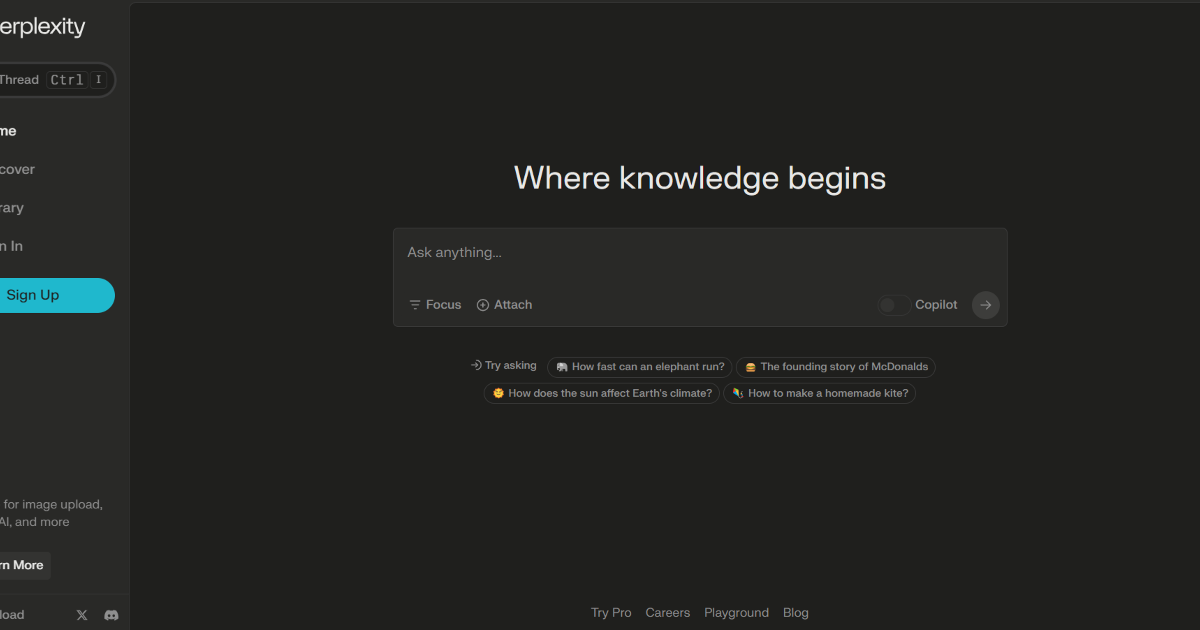 Perplexity screenshot 1