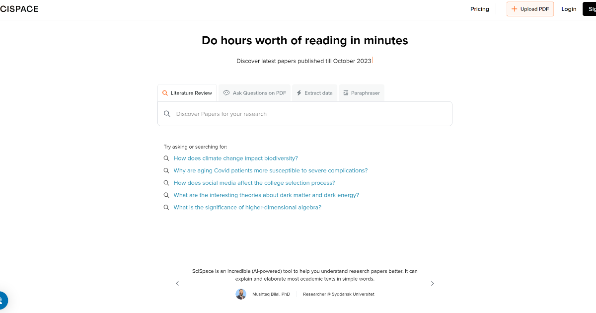 SciSpace screenshot 1
