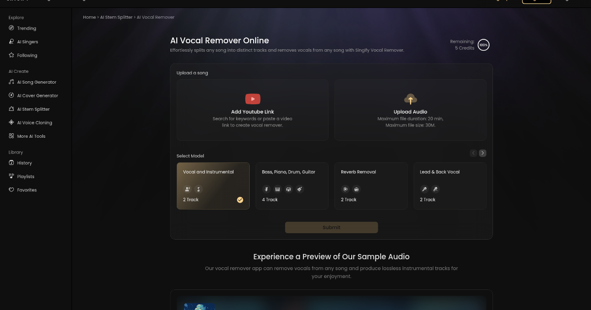 Singify Vocal Remover screenshot 1