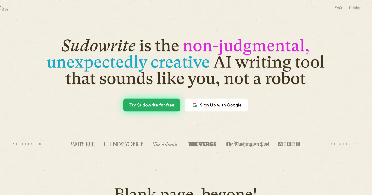 Sudowrite screenshot 1
