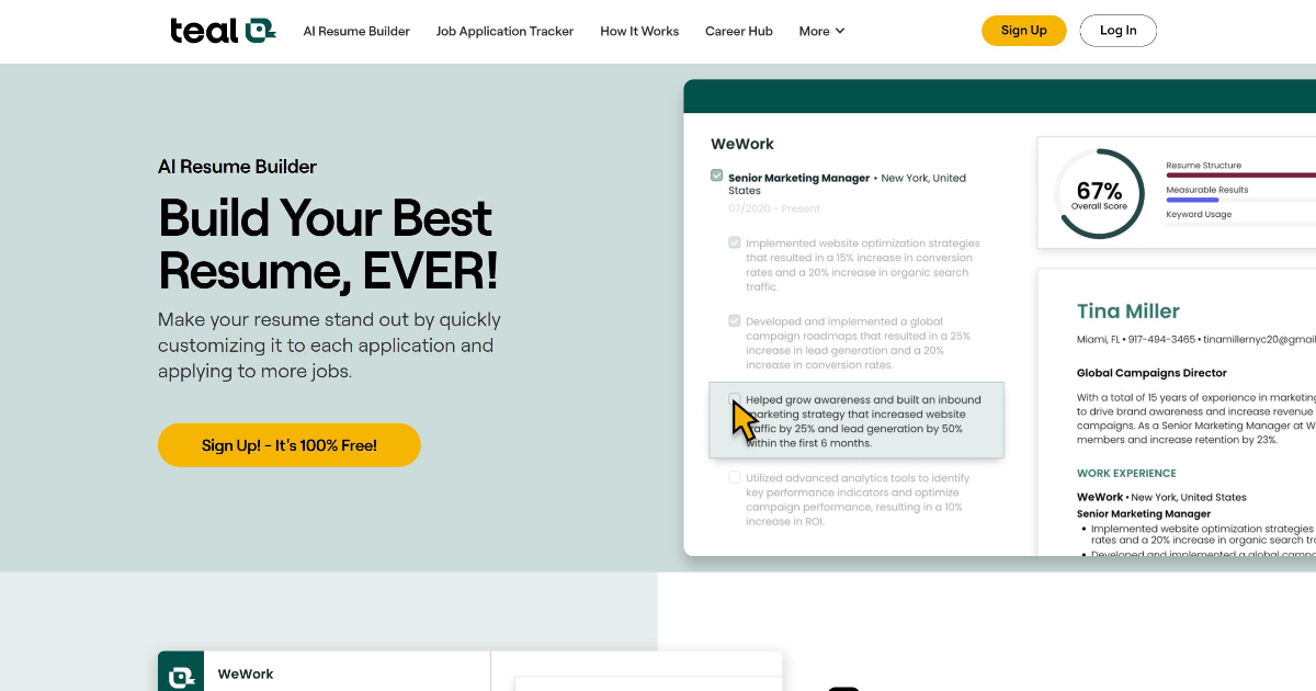 Teal Resume Builder screenshot 1
