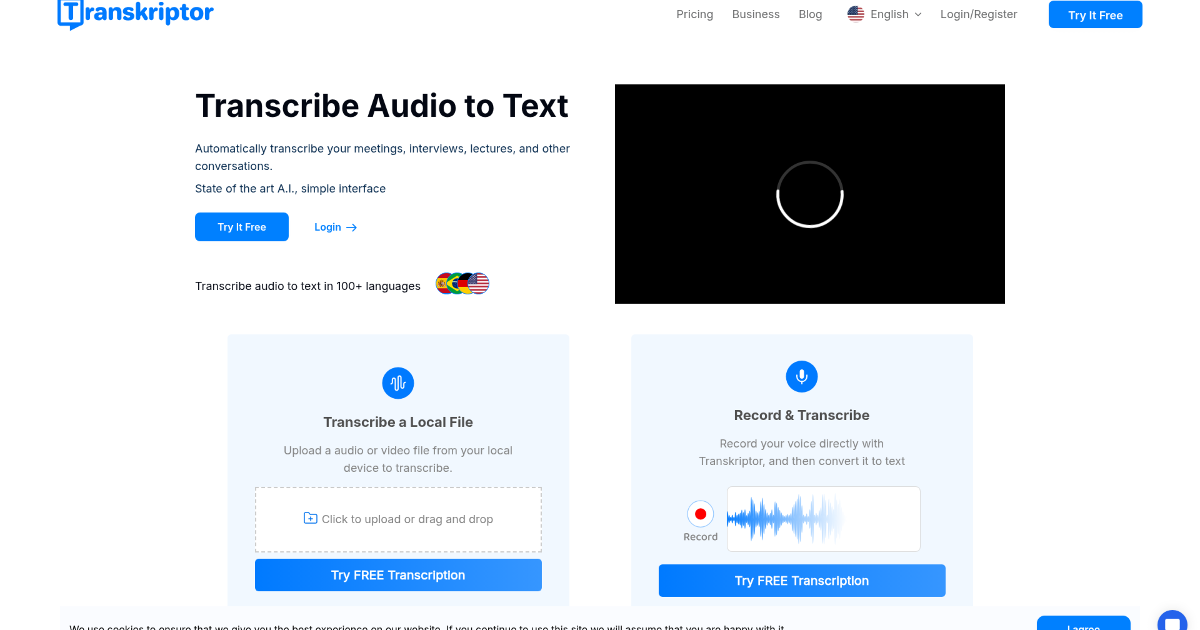 Transkriptor screenshot 1