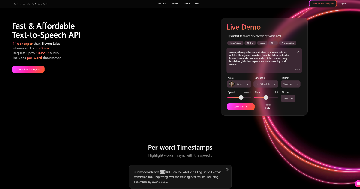 Unreal Speech screenshot 1